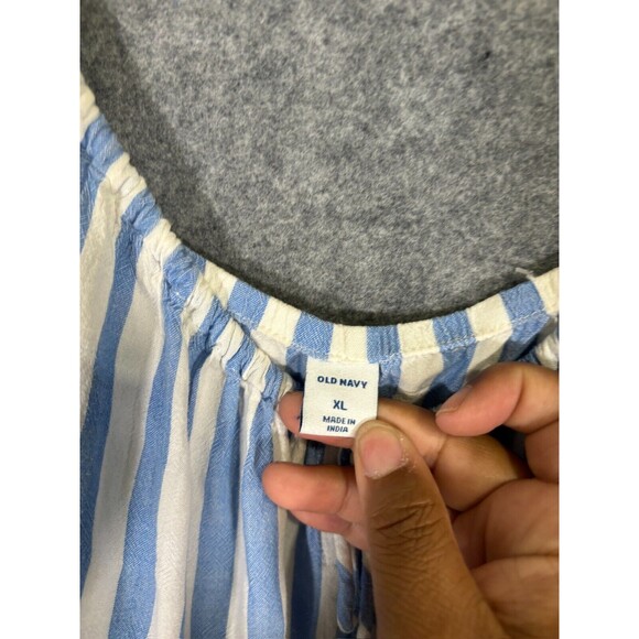 Old Navy Dress Womens Extra Large Blue Striped Tiered Maxi Sundress Nautical - Picture 3 of 11